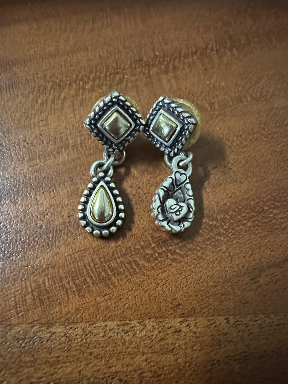 Brighton Two-Tone Teardrop Dangle Earrings in Silver and Gold